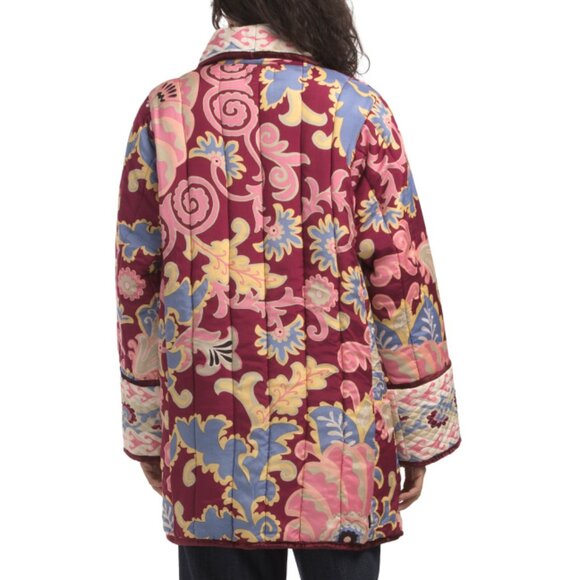 MISS JUNE Burgundy Quilted Printed Jacket - Picture 2 of 2
